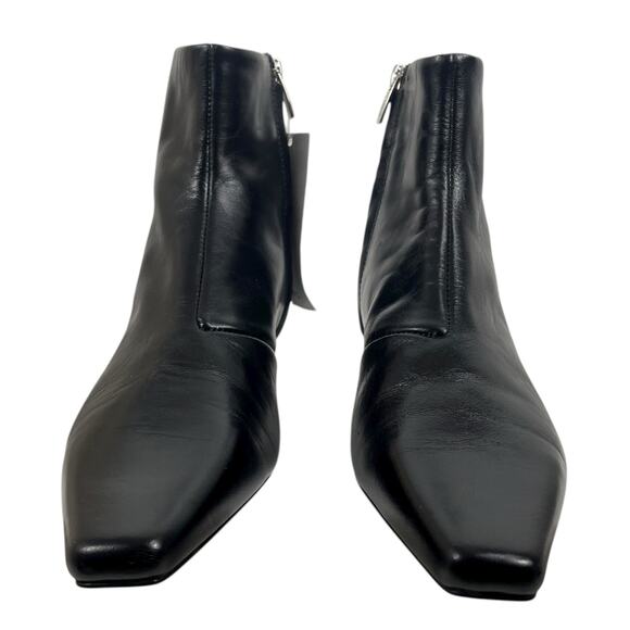 Mango MNG Square Toe Kitten Heel Leather Boots Black Size 39/ US 8.5 - Picture 5 of 13